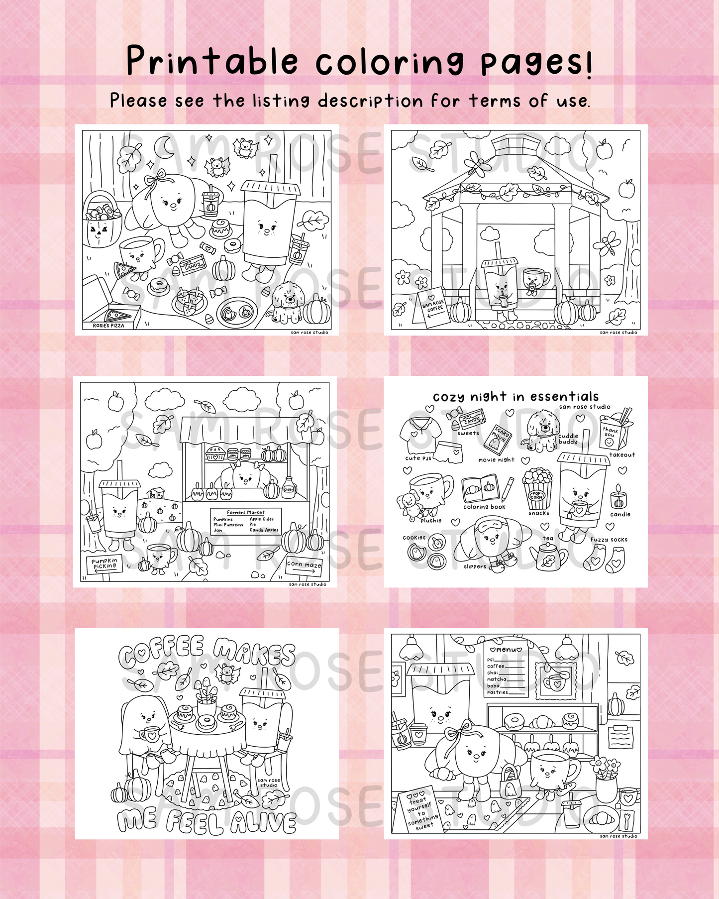 Fall Coloring Pages Digital Download